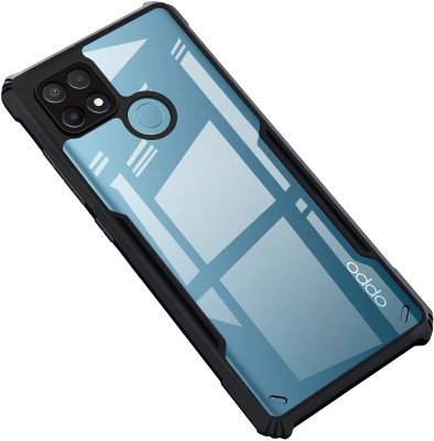Kreatick Back Cover for OPPO-A15s (Crystal Glass Back | Camera Protection | Shockproof Bumpers )(Black, Grip Case, Pack of: 1)