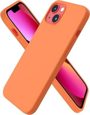 ClickAway Back Cover for Apple iPhone 13 Mini |Liquid Silicone 3 Layers Full Covered Soft Gel Rubber Case(Orange, Dual Protection, Silicon, Pack of: 1)