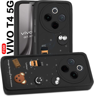 AESTMO Back Cover for vivo T4 5G(Black, 3D Case, Silicon, Pack of: 1)