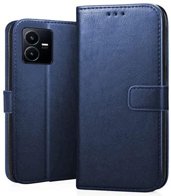 Urban Tech Flip Cover for Vivo Y22 | Leather Finish | Inside TPU with Card Pockets | Back Cover |(Blue, Shock Proof, Pack of: 1)
