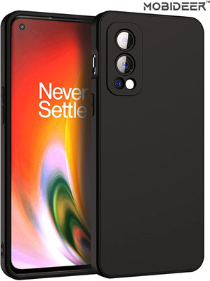 MOBIDEER Back Cover for OnePlus Nord 2 5G, Matte Rubberized Soft Silicone Protective Cloth Inside(Black, Dual Protection, Pack of: 1)