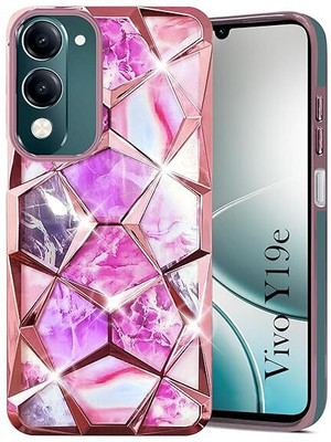 Kosher Traders Back Cover for Vivo Y19e ( Dual Design Glitter Sparkle and Detachable Diamond Print Case )(Pink, Dual Protection)