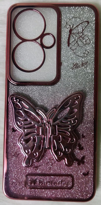 FIXTOTEL Back Cover for Oppo F25 Pro 5G, Oppo F25 Pro, Inside Glitter Paper, Butterfly Stand(Pink, Camera Bump Protector, Pack of: 1)