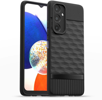 AIZLO Back Cover for Samsung Galaxy A14 5G, Hexa Cube Design | Ultra Slim Soft Case | Inner Velvet Fabric(Black, Microfiber Lining, Silicon, Pack of: 1)