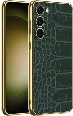 Midkart Back Cover for Samsung Galaxy S23 Plus / S23+ Leather Cover with Electroplated Borders and Silicone Sides(Green, Gold, Grip Case, Pack of: 1)