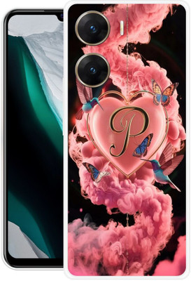 3D U PRINT Back Cover for VIVO V29e 5G,V2303,P LETTER,P NAME,P WORD,P ALPHABET(Pink, Flexible, Silicon, Pack of: 1)