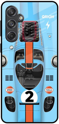 QRIOH Glass Back Cover for Samsung Galaxy M55 5G(Blue, Grip Case, Pack of: 1)