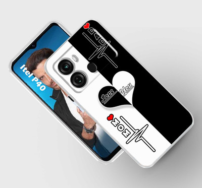 Cravation Back Cover for itel P40(Black, White, Silicon, Pack of: 1)