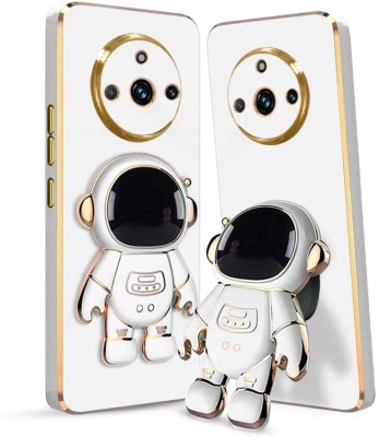 Dallao Back Cover for Realme 11 Pro, Realme 11 Pro 5G Electroplated 3D Astronaut Holster Folding Stand(White, Gold, Shock Proof, Silicon, Pack of: 1)