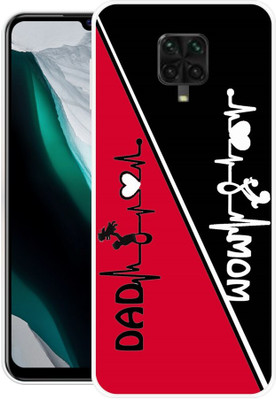 DUGGA Back Cover for REDMI Note 9 Pro Max, MOM, DAD, MOTHER, FATHER, LOVE(Red, Flexible, Silicon, Pack of: 1)