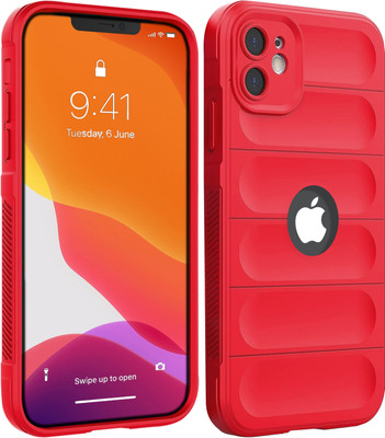 Coverskart Rugged Armor Back Cover for Apple iPhone 12, Hybird Silicone Anti Shock Airbag Grip Case(Red, Camera Bump Protector, Silicon, Pack of: 1)