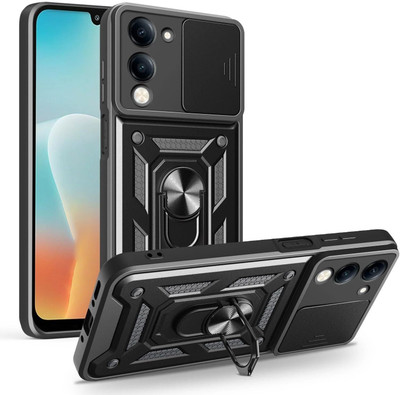 casecult Back Cover for VIVO Y19, VIVO T4 LITE, Iqoo Z10 lite, VIVO Y04 4G(Black, Stand, Pack of: 1)