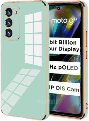 VAPRIF Back Cover for Motorola G82 5G, Moto G82 5G, Golden Line, Premium Soft Chrome Case | Silicon Gold Border(Green, Shock Proof, Silicon, Pack of: 1)