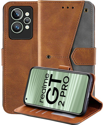 Autofocus Flip Cover for Realme GT 2 Pro(Brown, Grey, Holster, Pack of: 1)