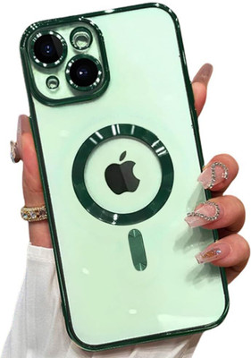 VURIOZZ Back Cover for Back Cover for iPhone 15 Transparent Clear Logo Cover Case Compatible with MagSaf Case(Green, Magsafe, Silicon, Pack of: 1)