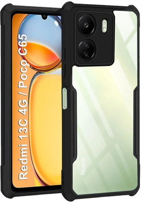 spaziogold Back Cover for Mi Redmi 13C 4G(Black, Transparent, Camera Bump Protector, Pack of: 1)