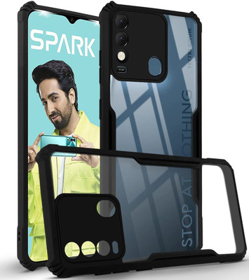 klbr Back Cover for Tecno Spark 8(Black, Camera Bump Protector, Pack of: 1)
