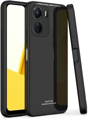RUPELIK Back Cover for Luxurious Glass Back Case with Shockproof TPU Bumper Case Cover for Oppo A57 2022(Black, Shock Proof, Pack of: 1)