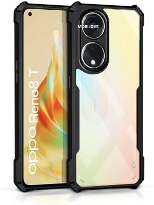 MOBILOVE Back Cover for Oppo Reno 8T 5G | Four Corner Hybrid Soft PC Anti Clear Gel TPU Bumper Back Case Cover(Black, Shock Proof, Pack of: 1)