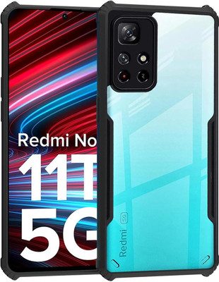 COVERHEAD Back Cover for Back Cover for Mi Redmi Note 11T 5G- (Transparent, Black,Pack of: 1)(Black, Camera Bump Protector)