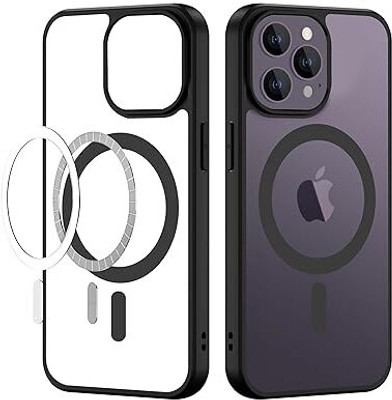 Kosher Traders Back Cover for Apple Iphone 14 Pro max ( Polycarbonate compatible with MAGSAFE Case )(Black, Dual Protection)