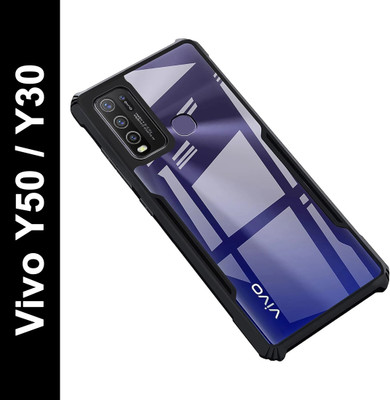 Micvir Back Cover for Vivo Y50|Y30(Transparent, Black, Shock Proof, Pack of: 1)