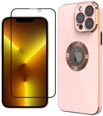 A3sprime Back Cover for Apple iPhone 13 Pro Max, - Soft Silicon Back Case with Tempered Glass Screen Protector(Pink, Camera Bump Protector, Pack of: 2)