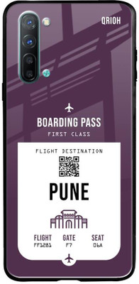 QRIOH Pune City Glass Back Cover for Oppo Reno3(Purple, Grip Case, Pack of: 1)