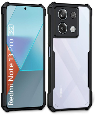 VAPRIF Back Cover for Mi Redmi Note 13 PRO 5G, Transparent Hybrid Hard PC Back TPU Bumper(Black, Transparent, Shock Proof, Pack of: 1)