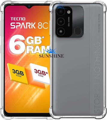 SUNSHINE Back Cover for Clear Case Compatible For TECNO SPARK-8C Flexible Silicone Yellowing-Resistant Transparent(Transparent, Dual Protection, Silicon, Pack of: 1)