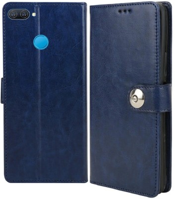 CaseDeal Back Cover for Oppo A12, Model CPH2083, CPH2077 Inside Pockets with Leather Finish & Inbuilt Stand(Blue, Shock Proof, Pack of: 1)
