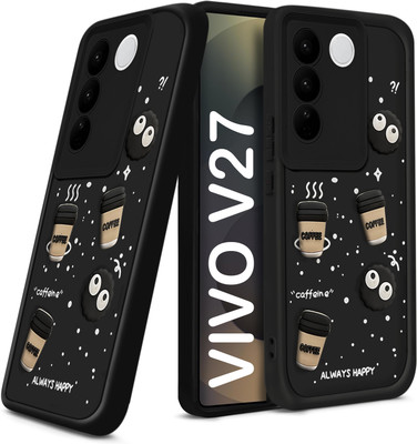 TRUEUPGRADE Back Cover for Vivo V27 5G, Vivo V27 Pro 5G Cute Fun Cartoon 3D Ball Coffee Case(Black, 3D Case, Silicon, Pack of: 1)