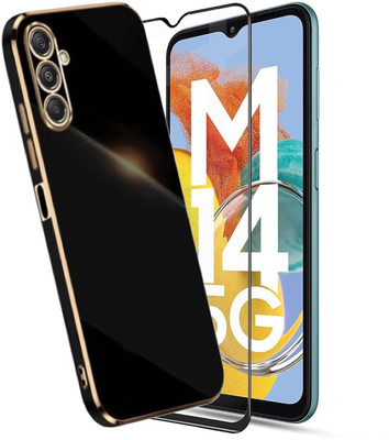 A3sprime Back Cover for Samsung Galaxy M14 5G with 1 Piece Edge to Edge Full Coverage Front Screen Guard(Black, Camera Bump Protector, Pack of: 2)