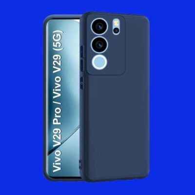 vmt stock Back Cover for Vivo V29 Pro/Vivo V29 5G Camera Bump Protection & Inner Velvet Fabric Lining(Blue, Dual Protection, Silicon, Pack of: 1)