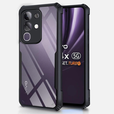 COVERHEAD Back Cover for Back Cover for Vivo T4x 5G Transparent Eagle Back Cover (Black, Pack of: 1)(Black, Camera Bump Protector, Pack of: 1)