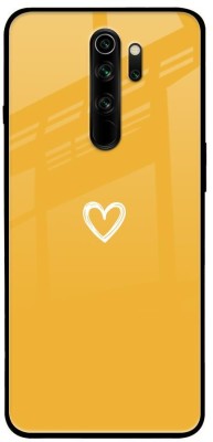 QRIOH Glass Back Cover for Mi Redmi Note 8 Pro(Yellow, Grip Case, Pack of: 1)