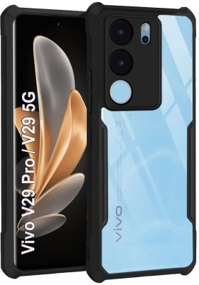 S-Design Back Cover for Vivo V29 5G, Premium Transparent Case HD Clear Flexible(Black)