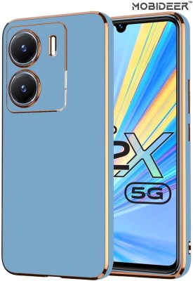 MOBIDEER Back Cover for Vivo T2X 5G, Golden Line Premium Soft Chrome Case, Silicon Gold Border(Blue, Shock Proof, Silicon, Pack of: 1)