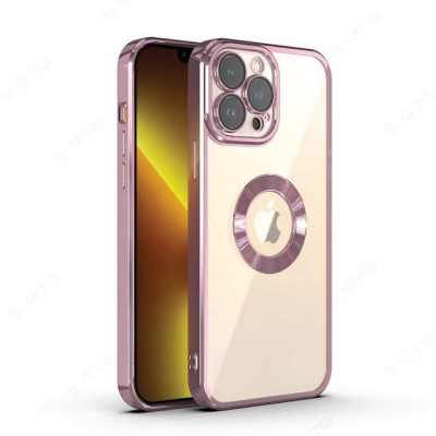 gadvik Back Cover for APPLE I PHONE 13 PRO MAX ELECTROPLATED TRANSPARENT CASE ( ROSE GOLD)(Pink, Gold, Transparent, Shock Proof, Pack of: 1)