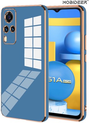 MOBIDEER Back Cover for Vivo Y51A, Golden Line Premium Soft Chrome Case |Silicon Gold Border(Blue, Shock Proof, Silicon, Pack of: 1)