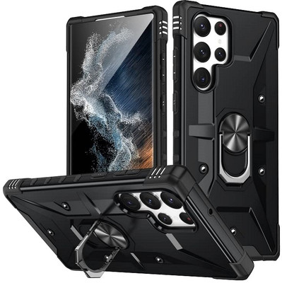 Accessories Kart Back Cover for Samsung S23 Ultra heavy stand hard grip military grade case(Black, Cases with Holder, Pack of: 1)
