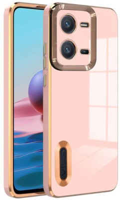 Dallao Back Cover for Vivo V25, Vivo V25e Logo View 6D Electroplating Camera Protection Slim | Soft TPU(Pink, Shock Proof, Silicon, Pack of: 1)