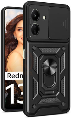AelVouX Back Cover for Redmi 13C 4G, Poco C65(Black, Ring Case, Pack of: 1)