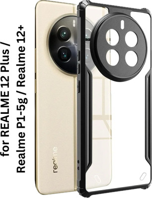 Cyber Telecom Back Cover for Realme 12 Plus & P1 5G, Durable Design, Raised Camera Cutout & Enhanced Grip, Black Side Lining(Transparent, Grip Case, Silicon, Pack of: 1)