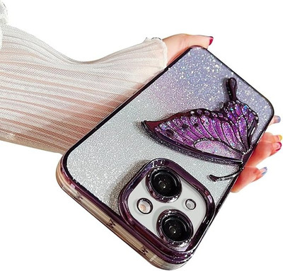 ZimniasO Back Cover for IPHON 14/15 PLUS BUTTERFLY COVER(Purple, Grip Case, Pack of: 1)