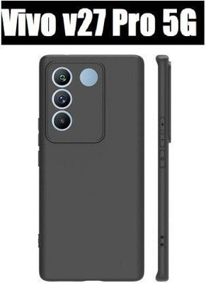 Mobile Back Cover Back Cover for Vivo V27 Pro 5G(Black, Shock Proof, Silicon, Pack of: 1)