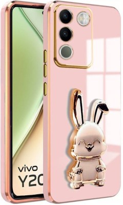 RESOURIS Back Cover for vivo Y200 5G, vivo Y200(Pink, Gold, Cases with Holder, Pack of: 1)