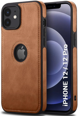 VAPRIF Back Cover for APPLE iPhone 12, 12 Pro, Leather Finish Shockproof Case | Stylish & Slim Protective(Brown, Dual Protection, Pack of: 1)