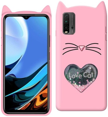 A3sprime Back Cover for Redmi 9 Power, |Soft Silicon with Drop Protective & 3D Heart Love Cat Shaped Case|(Pink, 3D Case, Silicon, Pack of: 1)
