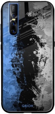 QRIOH Glass Back Cover for Vivo V15 Pro(Multicolor, Grip Case, Silicon, Pack of: 1)